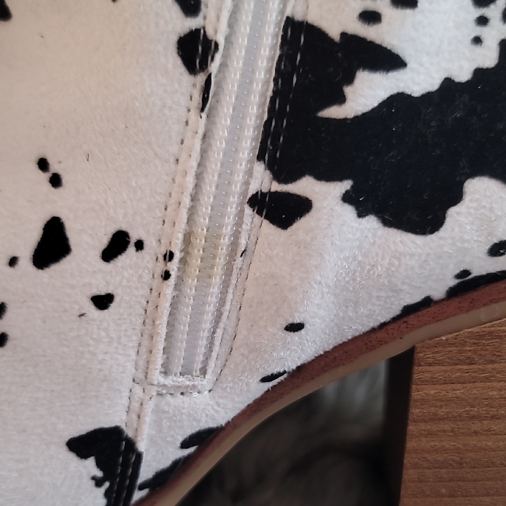 Altar'd State Black and White  Cow Patterned Heeled Boots - Picture 16 of 16
